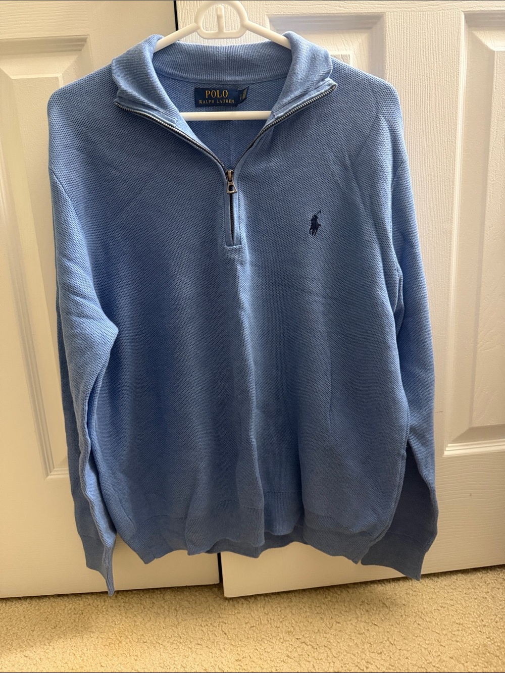 Polo by Ralph Lauren Men’s Sky Blue Quarter-Zip Sweater